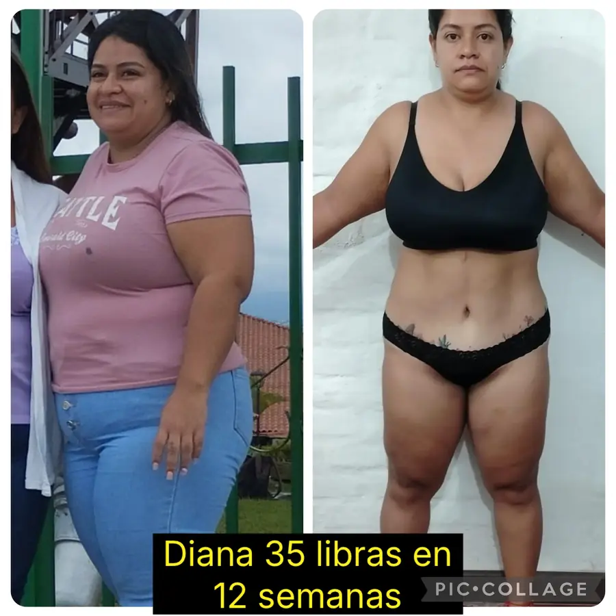 Antes y después. Diana: 35 libras menos en 12 semanas